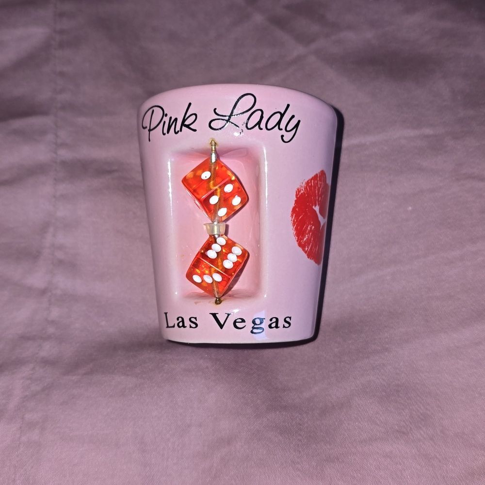 Pink Lady Los Vegas Dice and Lips Shot Glass